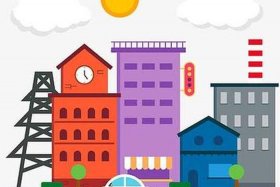 扁平化的建筑 - 扁平化建筑插画