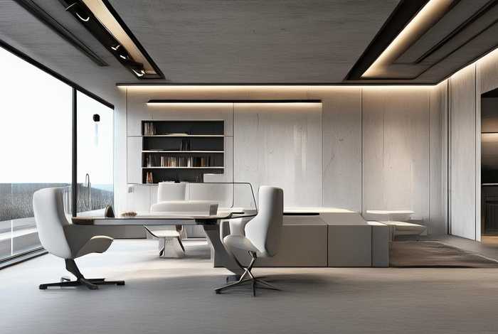 办公室装修设计极简风格100平、办公室装修风格大全2021新款简约