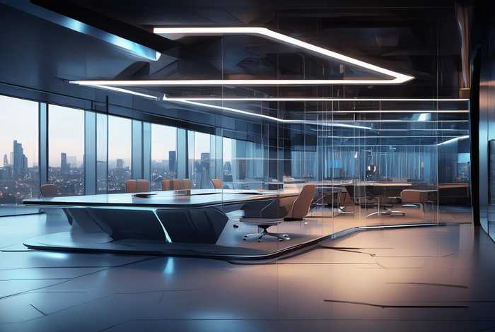 科技感公司设计效果图 科技感公司装修效果图