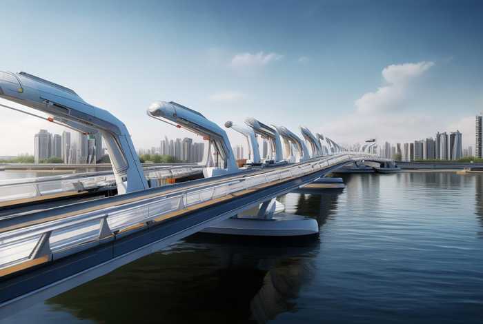 桥托运智能建站，智能物流搬运桥梁结构设计