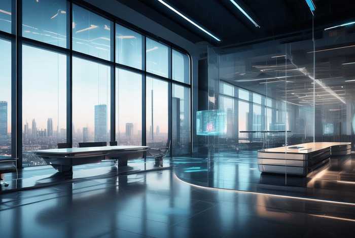 科技感公司设计效果图 科技感公司装修效果图