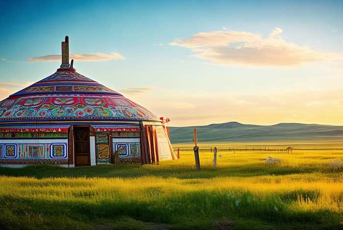 蒙古特色建筑绘画，蒙古特色建筑绘画图片