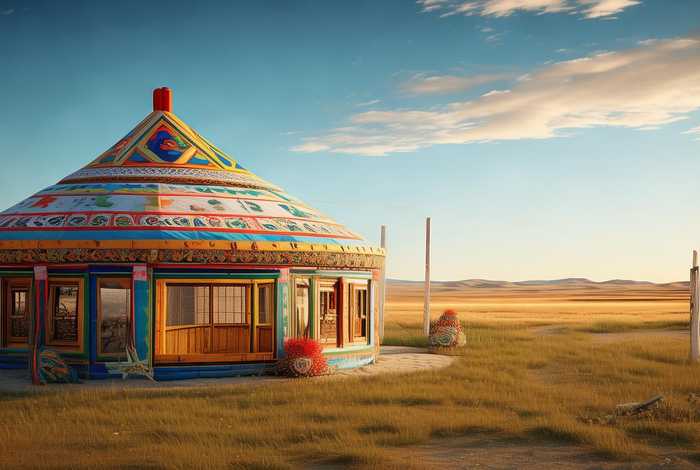 蒙古特色建筑绘画，蒙古特色建筑绘画图片