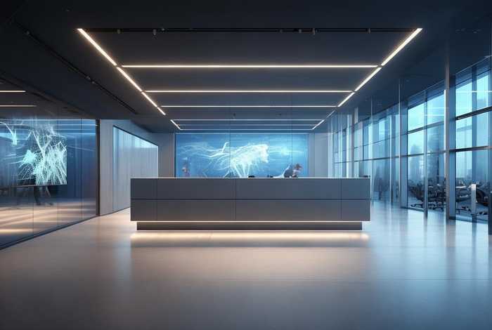 科技型公司前台设计效果图 - 科技型公司前台设计效果图片