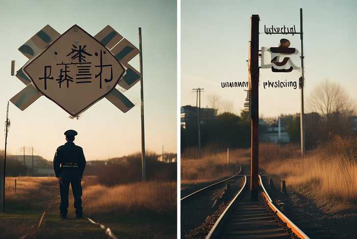 有人看守铁路道口标志，有人看守铁路道口标志牌和无人看守