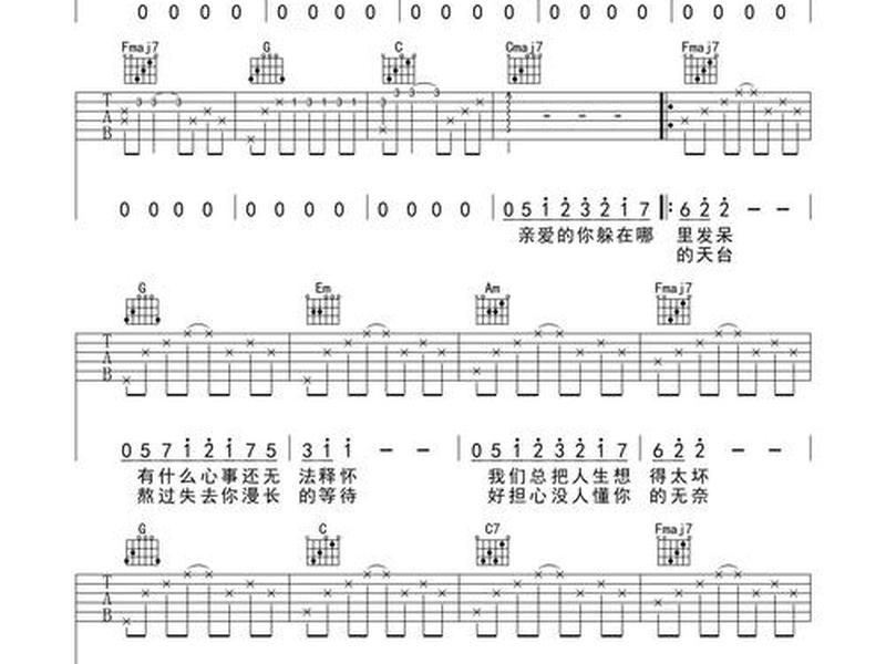 初学者简单的吉他曲谱；初学者简单的吉他曲谱大全