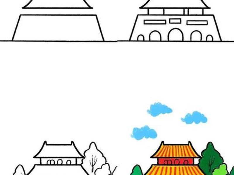 搭建瞭望台简笔画；搭建瞭望台简笔画图片