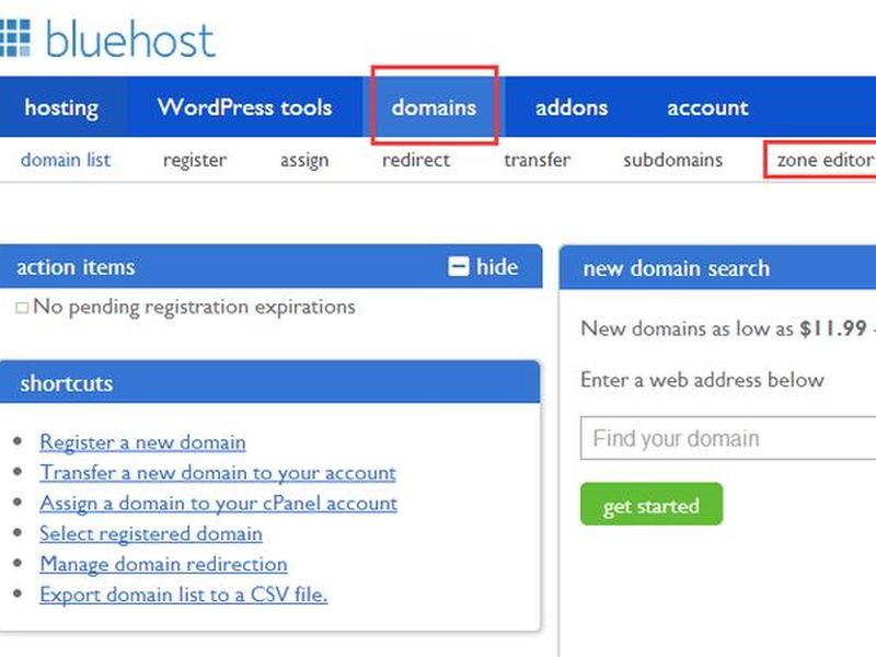 bluehost添加新域名，bluehost域名解析教程
