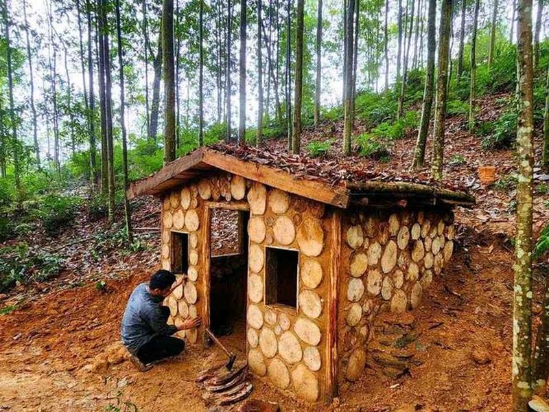 户外建房 户外建房子野外生存 户外建房 户外建房子野外生存