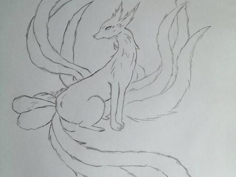 九尾狐简笔画图片 - 九尾狐简笔画图片炭笔版 九尾狐简笔画图片 - 九尾狐简笔画图片炭笔版