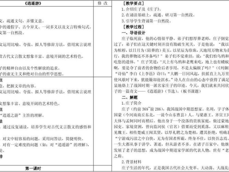 逍遥游教学过程,逍遥游教学方法 逍遥游教学过程,逍遥游教学方法
