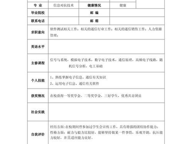 免费个人简历下载（免费版个人简历）