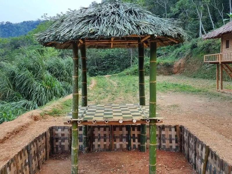 竹子搭建;竹子搭建的凉亭 竹子搭建;竹子搭建的凉亭