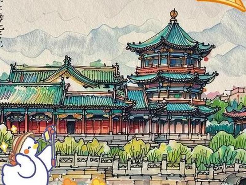 宁夏银川古建筑;宁夏银川古建筑绘画 宁夏银川古建筑;宁夏银川古建筑绘画