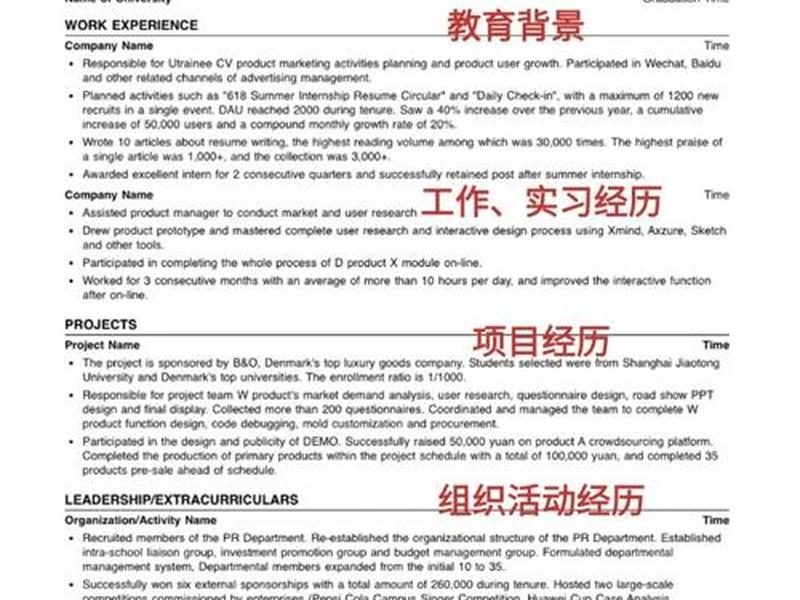 双语简历模板下载(双语简历模版) 双语简历模板下载(双语简历模版)