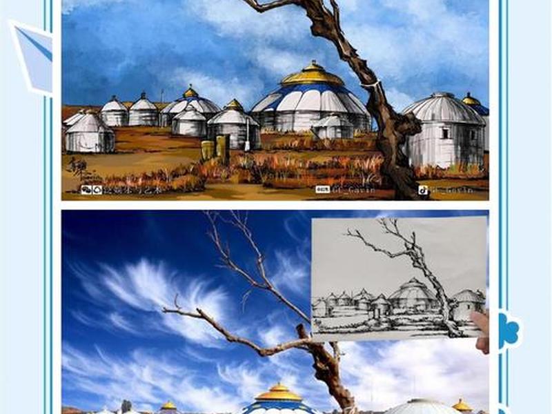 内蒙古建筑模板 内蒙古建筑手绘